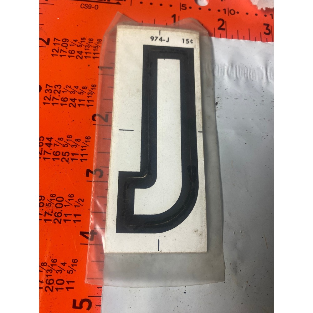 Vintage 974-J Black and White Block Letter J